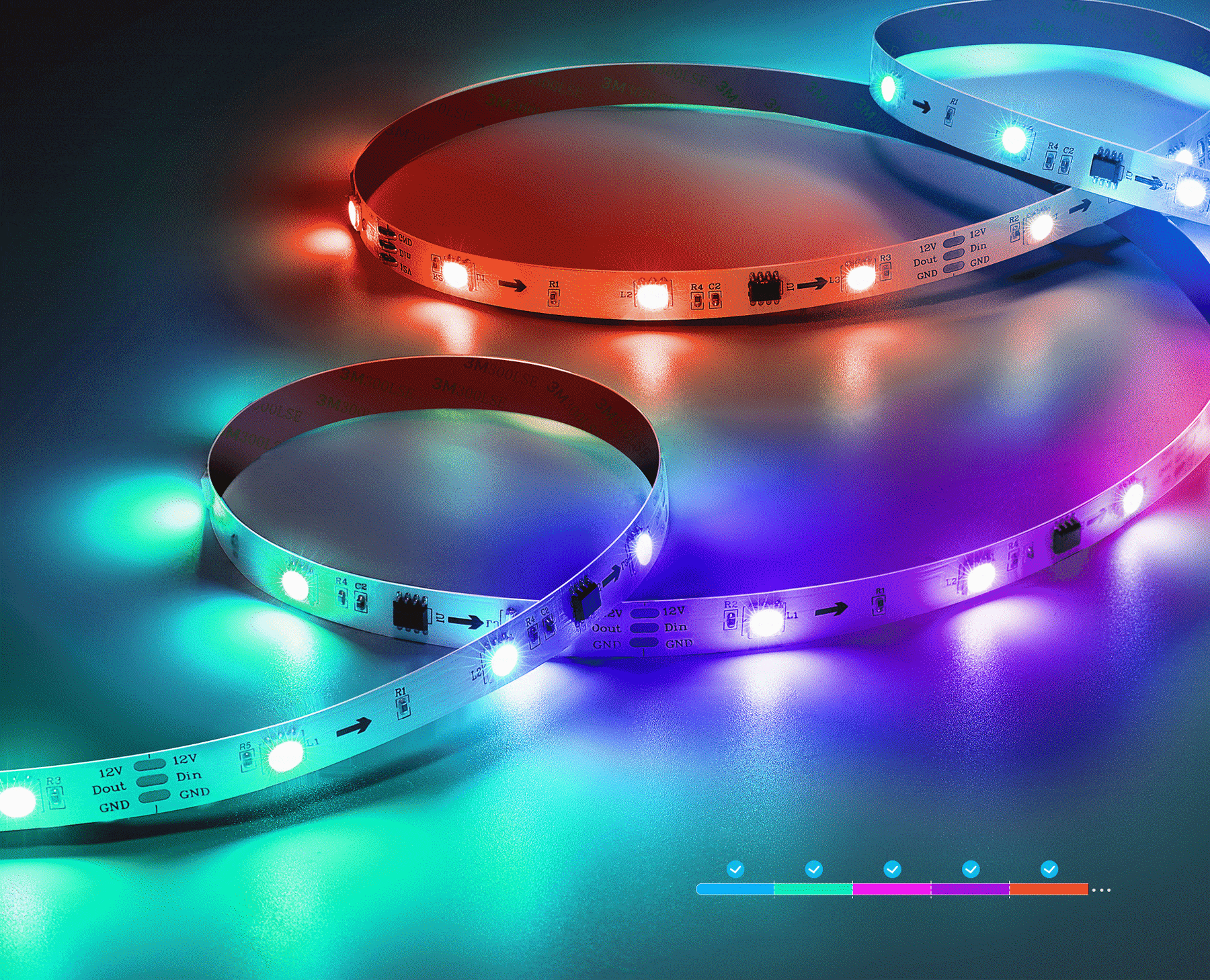 Hihome RGB Digital WiFi LED Strip with music function - 5 metres WAL-RGBICM5