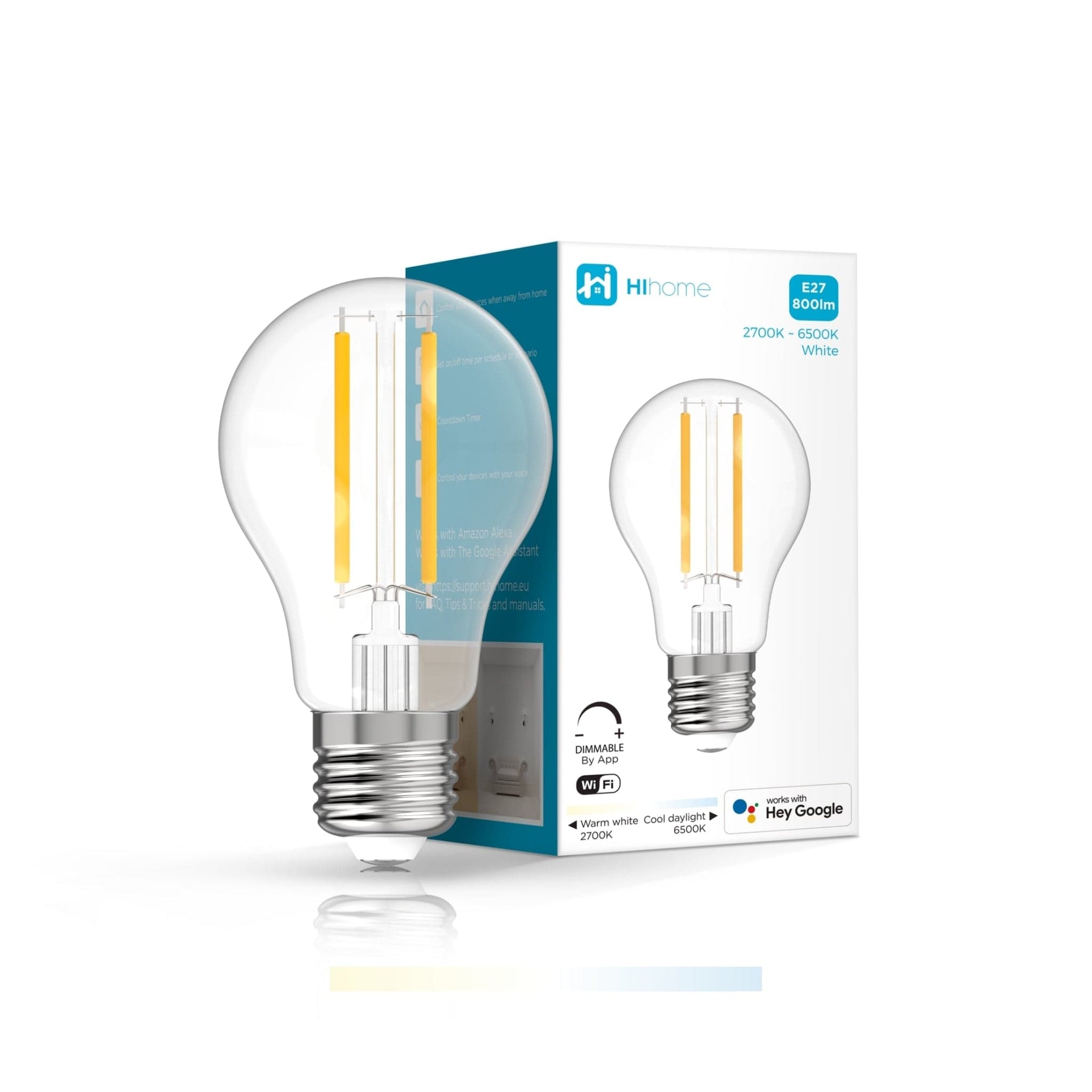 Hihome Smart Filament LED WiFi Bulb Warm White 2700K to Cool White 6500K WAL-FCT27