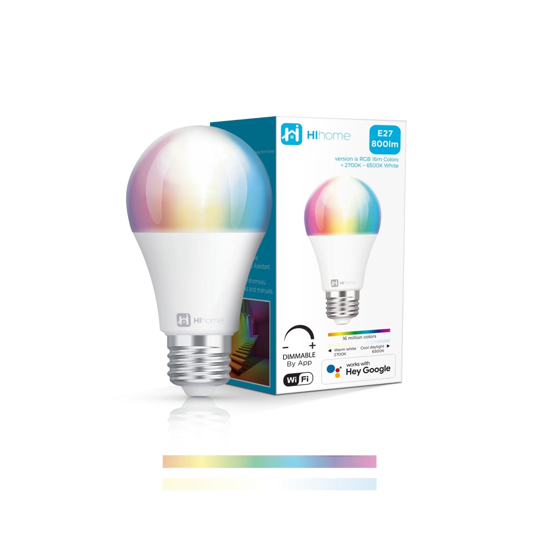 Hihome Smart LED WiFi Bulb Gen.2 RGB 16M Colors + Warm White 2700K to Cool White 6500K